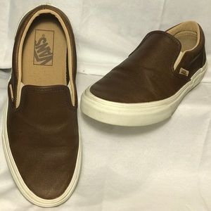 Lux Leather Slip On Vans(brown)